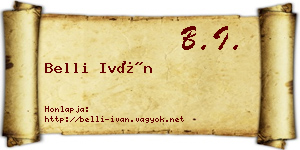 Belli Iván névjegykártya